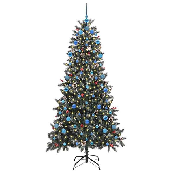 vidaXL Kunstig juletre med 300 LED gr&oslash;nn 210 cm PVC og plast og st&aring;l