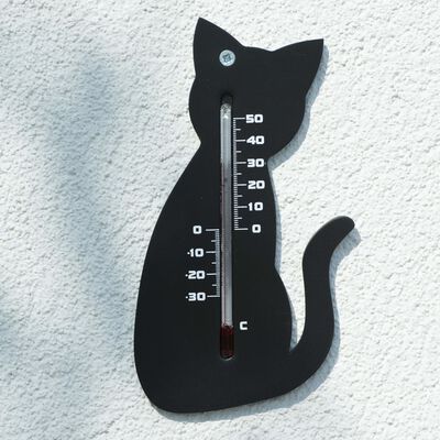 Nature Utendørs veggtermometer katt svart