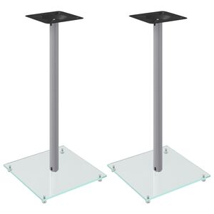 vidaXL H&oslash;yttalerstativer 2 stk s&oslash;lv herdet glass 1 s&oslash;yledesign