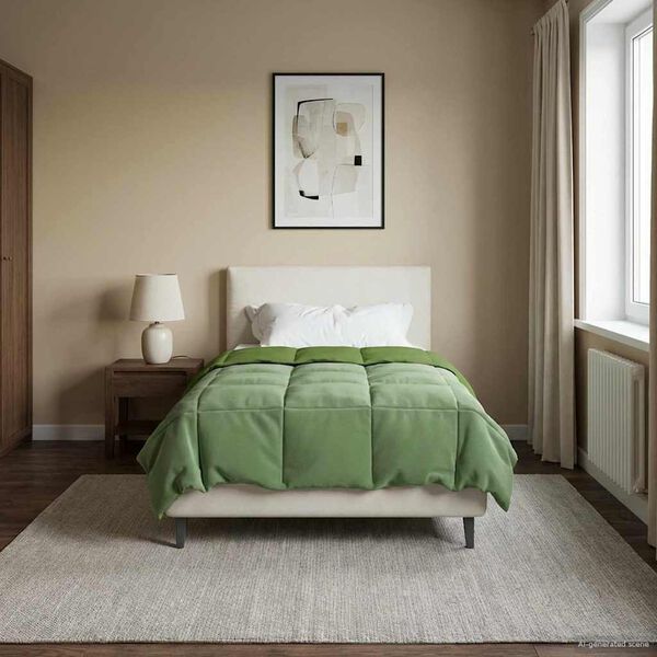 vidaXL Full &aring;r dyne Quilted gr&oslash;nn 155 x 200 cm Mikrofiber