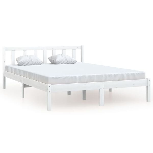vidaXL Sengeramme hvit heltre furu 120x190 cm Small Double