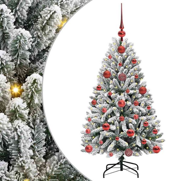 vidaXL Kunstig juletre med 150 LED Grønn og hvit 120 cm PVC og metall