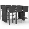vidaXL Hagebarsett med puter 7 deler svart polyrotting