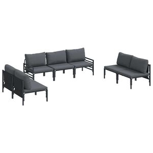 vidaXL Hagesofa Set med pute 7 pcs Svart Stål