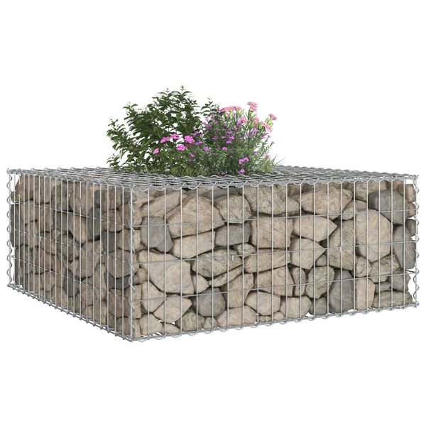 vidaXL Gabion hevet seng s&oslash;lv 100 x 100 x 40 cm Galvanisert St&aring;l