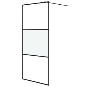vidaXL Dusjvegg svart 90x195 cm halvfrostet ESG-glass