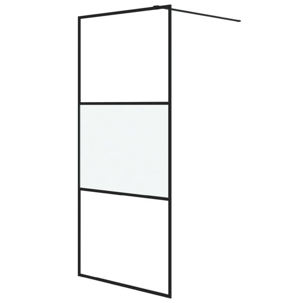 vidaXL Dusjvegg svart 90x195 cm halvfrostet ESG-glass