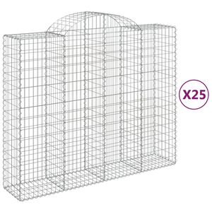 vidaXL Gabionkurver buede 25 stk 200x50x160/180 cm galvanisert jern