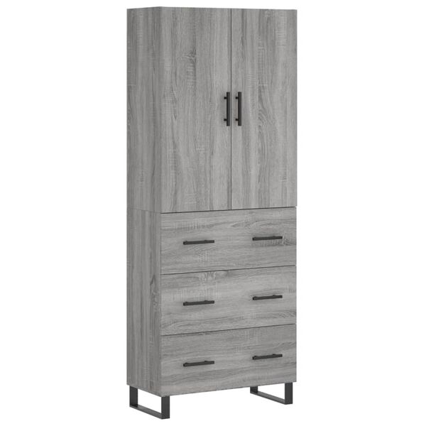 vidaXL Highboard gr&aring; sonoma 69,5x34x180 cm konstruert tre