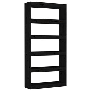 vidaXL Bokhylle/romdeler svart 80x30x167,4 cm heltre furu
