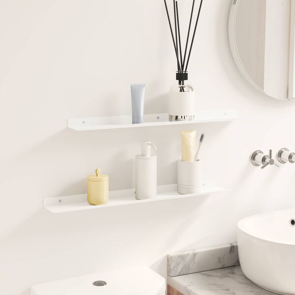 vidaXL Flytende hylle Veggmontert 2 pcs Hvit 60 x 8,5 x 2,5 cm St&aring;l