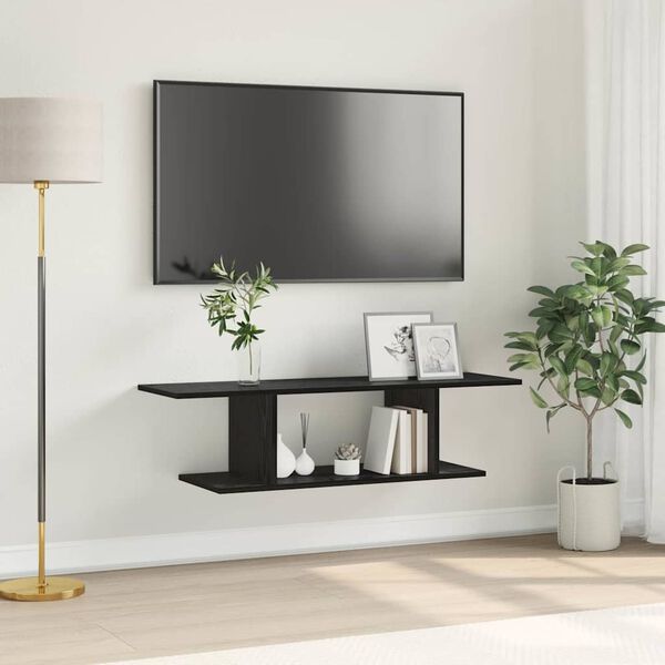 vidaXL TV-benksett Veggmontert Svart 103 x 30 x 26,5 cm Konstruert tre