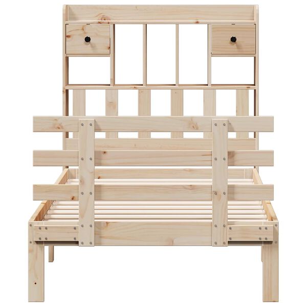 vidaXL Seng med bokhylle uten madrass 75x190 cm heltre furu