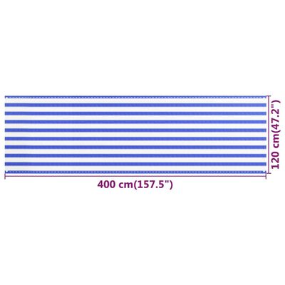 vidaXL Balkongskjerm blå og hvit 120x400 cm HDPE