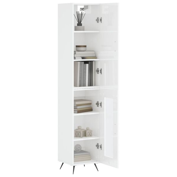 vidaXL Highboard h&oslash;yglans hvit 34,5x34x180 cm konstruert tre