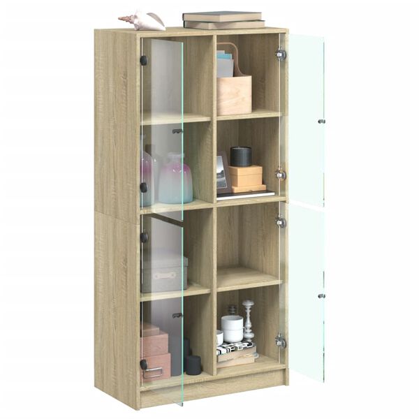 vidaXL Highboard med d&oslash;rer sonoma eik 68x37x142 cm konstruert tre