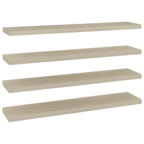 vidaXL Flytende vegghyller 4 stk eik 120x23,5x3,8 cm MDF