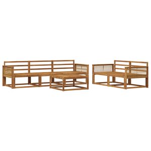 vidaXL Utend&oslash;rs sofa-sett 6 pcs Naturlig Solid akasietre