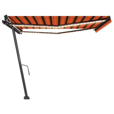 vidaXL Manuell uttrekkbar markise med LED 450x300 cm oransje og brun