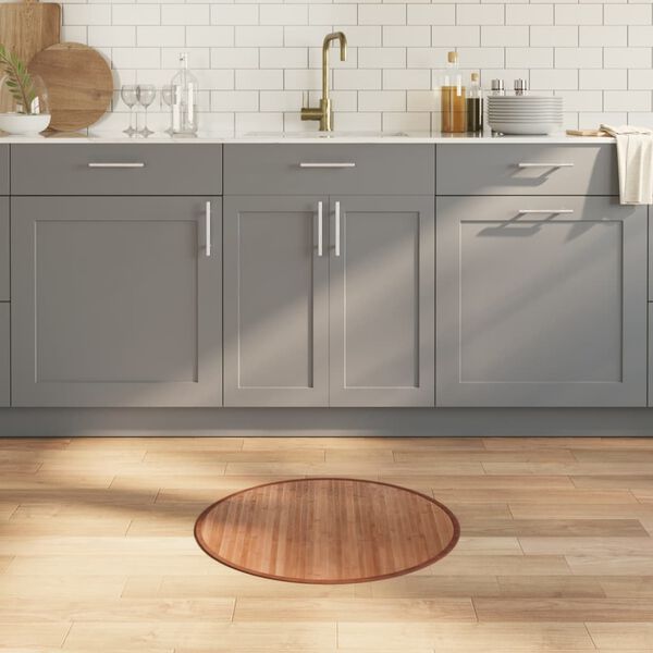 vidaXL Teppe rund naturell 60 cm bambus