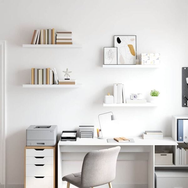 vidaXL Flytende vegghyller 4 stk hvit 80x23,5x3,8 cm MDF
