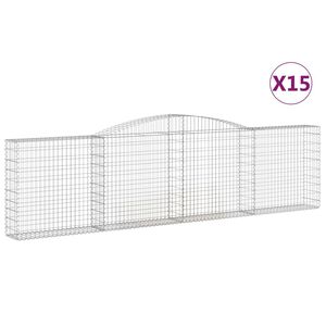 vidaXL Gabionkurver buede 15 stk 400x30x100/120 cm galvanisert jern