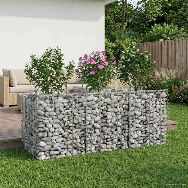 vidaXL Gabion hevet seng s&oslash;lv 150 x 50 x 60 cm Galvanisert St&aring;l