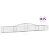 vidaXL Gabionkurver buede 15 stk 400x50x40/60 cm galvanisert jern