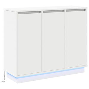vidaXL LED sideboard Hvit 90 x 32 x 75 cm Konstruert tre