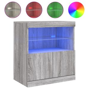 vidaXL Skjenk med LED-lys gr&aring; sonoma 60x37x67 cm