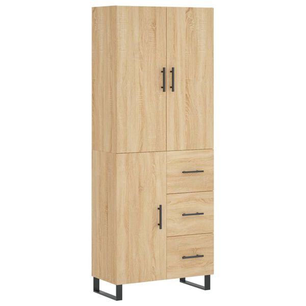vidaXL Highboard sonoma eik 69,5x34x180 cm konstruert tre