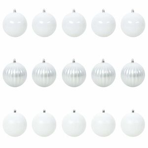 vidaXL Julekulsett XL 15 stk. Hvit &Oslash; 10 cm Plast