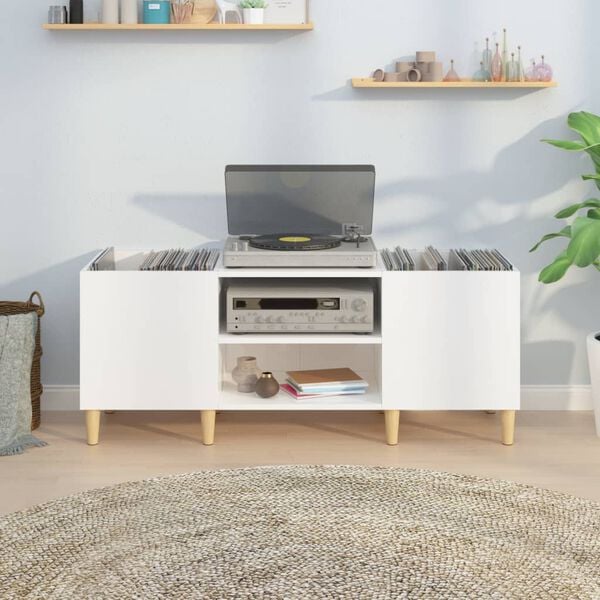 vidaXL Hifi-benk h&oslash;yglans hvit 121x38x48 cm konstruert tre