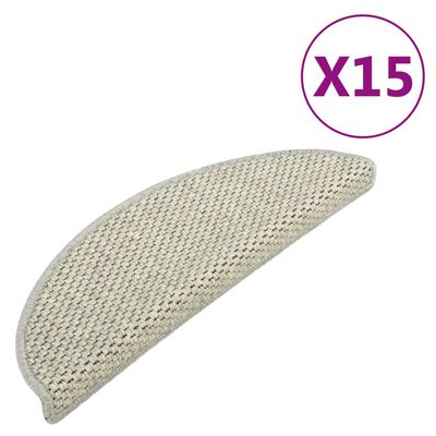 vidaXL Selvklebende trappematter sisal-utseende 15 stk 56x17x3cm grå