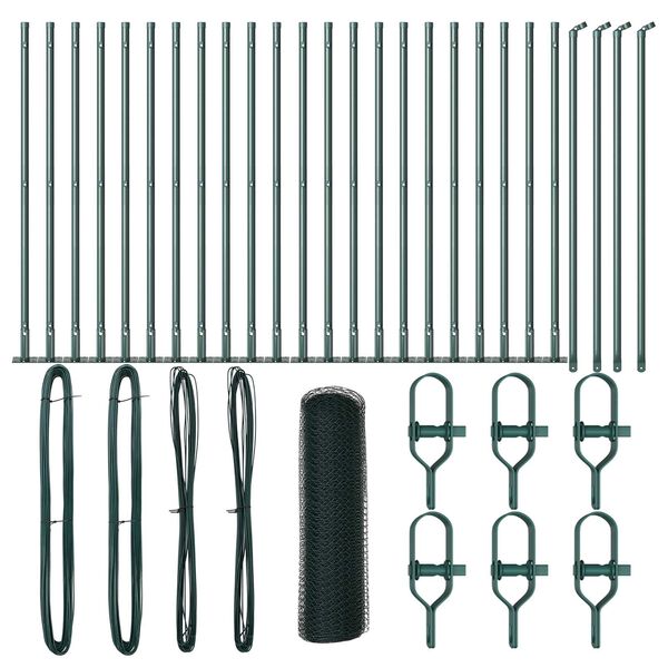 vidaXL Gjerdep&aring;le gr&oslash;nn 50 x 1 m (13 mm nett) St&aring;l og PVC