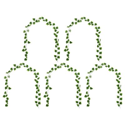 vidaXL Kunstige drueblader 5 stk grønn 300 cm