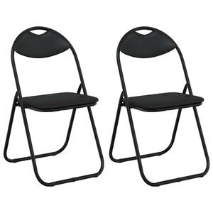 vidaXL Sammenleggbart stol 2 pcs Svart 48 x 43,5 x 81 cm Kunstl&aelig;r