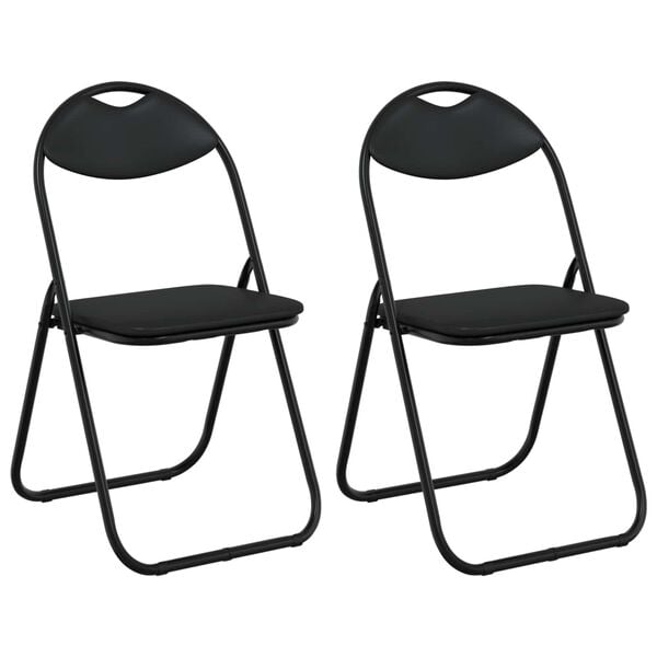 vidaXL Sammenleggbart stol 2 pcs Svart 48 x 43,5 x 81 cm Kunstl&aelig;r