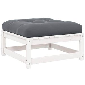 vidaXL Utend&oslash;rs fotskammel med pute hvit heltre furu