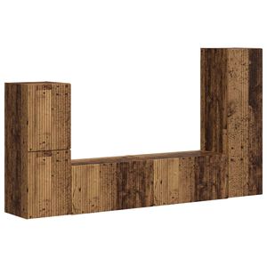 vidaXL TV-benksett Veggmontert 4 pcs Gammelt tre Konstruert tre