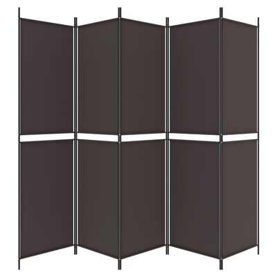 vidaXL Romdeler 5 paneler brun 250x200 cm stoff