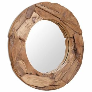 vidaXL Dekorativt speil teak 80 cm rundt