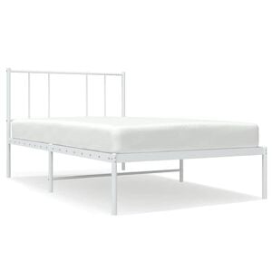 vidaXL Sengeramme i metall uten madrass med hodegavl hvit 75x190 cm