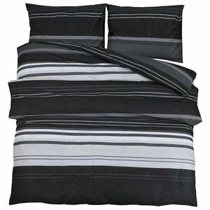vidaXL Dynetrekksett svart stripe 240x220 cm bomull
