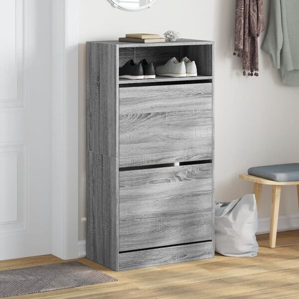 vidaXL Skoskap gr&aring; sonoma 60x34x116 cm konstruert tre