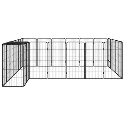 vidaXL Hundegrind med 26 paneler svart 50x100 cm pulverlakkert stål