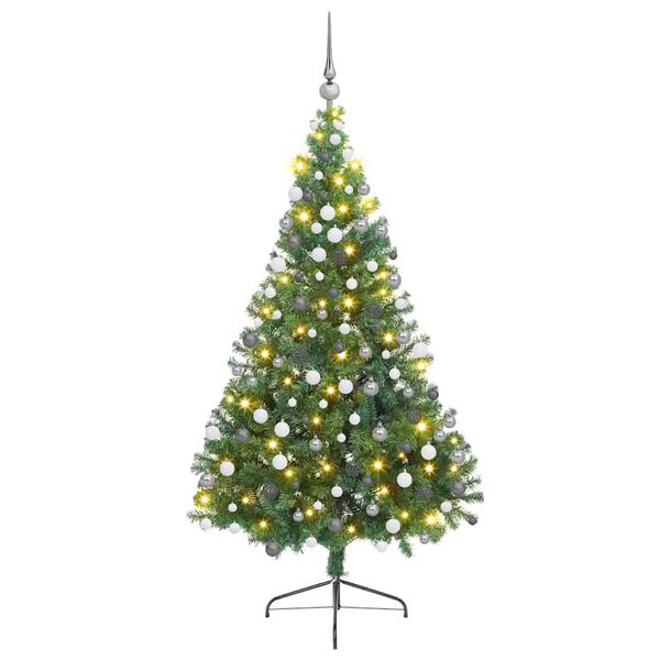 vidaXL Kunstig Forh&aring;ndsopplyst Juletre med 300 LED gr&oslash;nn 180 cm PVC