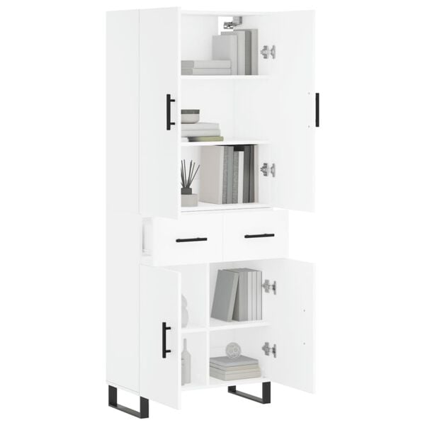 vidaXL Highboard hvit 69,5x34x180 cm konstruert tre
