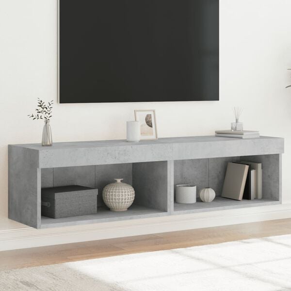 vidaXL TV-benker med LED-lys 2 stk betonggrå 60x30x30 cm