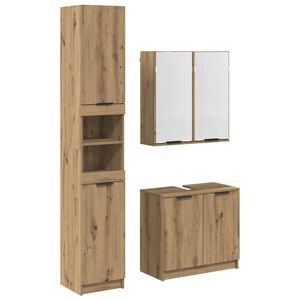vidaXL Baderomsskapsett med hylle 3 pcs Artisan Eik Konstruert tre